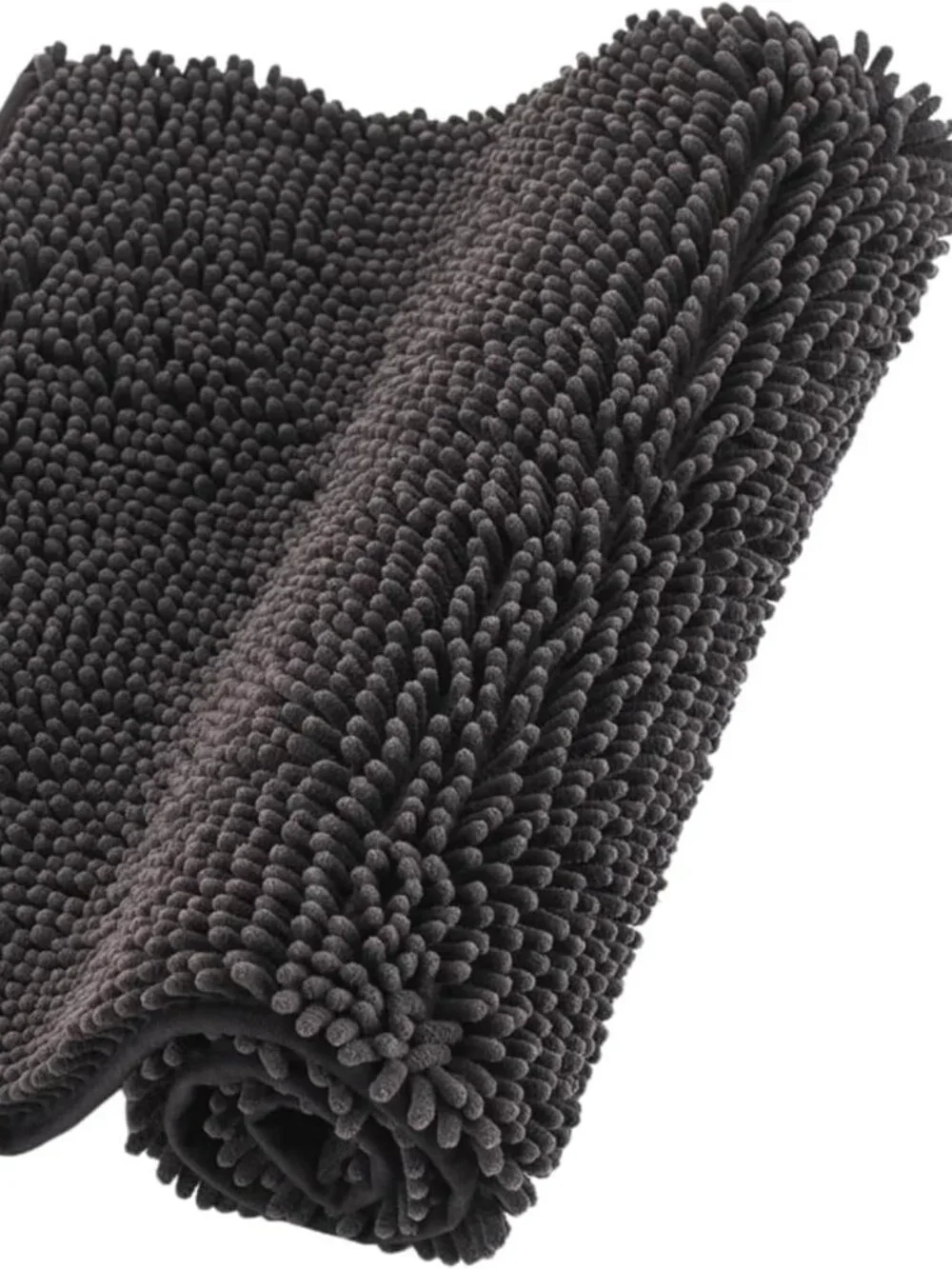 Chenille Bathroom Rugs Non Slip Bath Mat Quick Dry (Dark Brown, 24